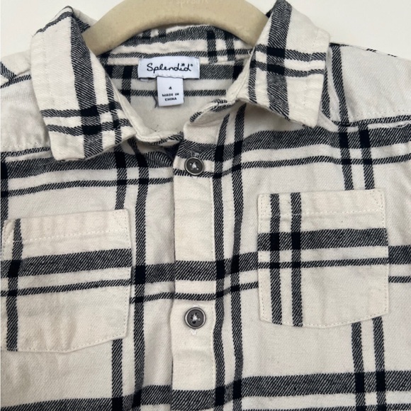 Splendid | (4) Boys Cream Flannel Button-down - Picture 2 of 6